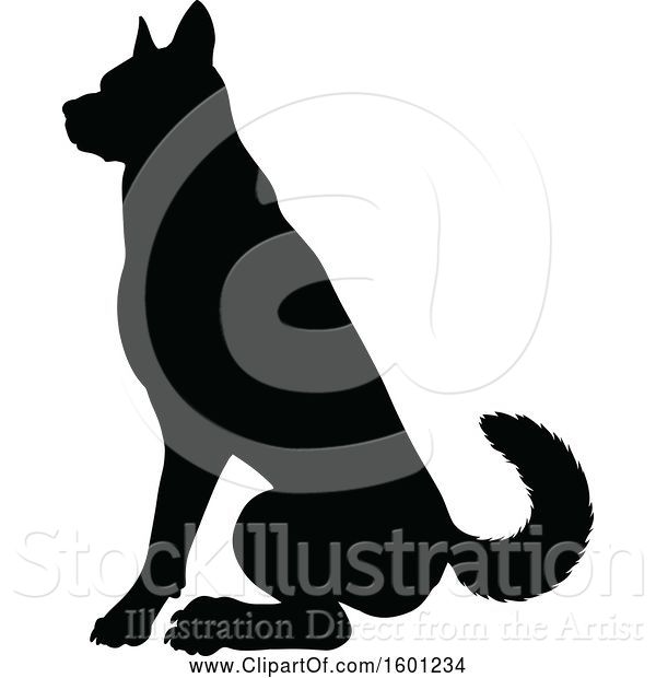 Vector Illustration of Silhouetted German Shepherd Dog