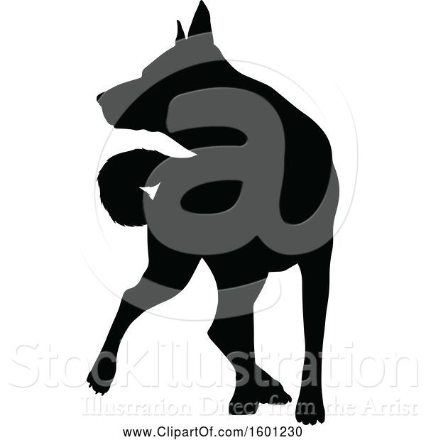 Vector Illustration of Silhouetted German Shepherd Dog
