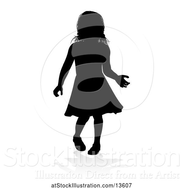 Vector Illustration of Silhouetted Girl with a Reflection or Shadow, on a White Background