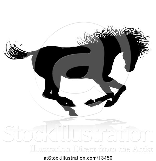 Vector Illustration of Silhouetted Horse, with a Reflection or Shadow