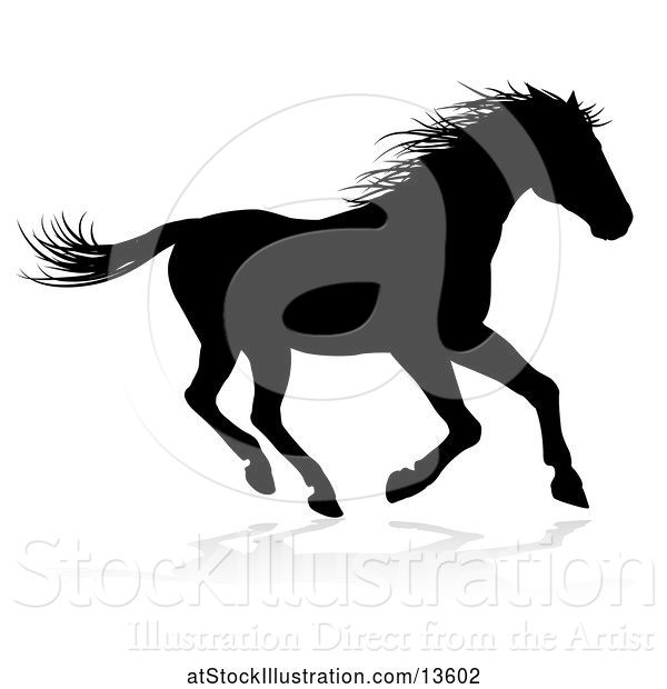 Vector Illustration of Silhouetted Horse, with a Reflection or Shadow
