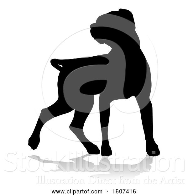 Vector Illustration of Silhouetted Labrador Dog, with a Reflection or Shadow, on a White Background