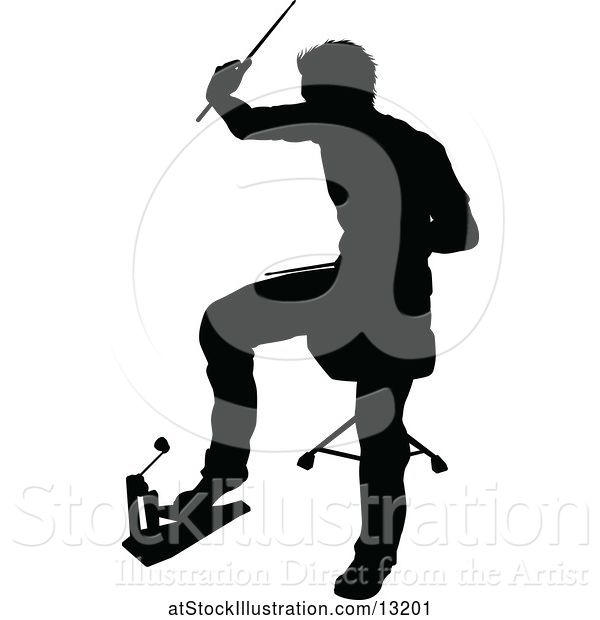 Vector Illustration of Silhouetted Male Drummer