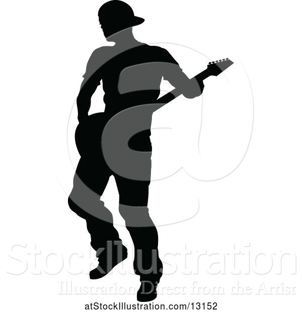 Vector Illustration of Silhouetted Male Guitarist