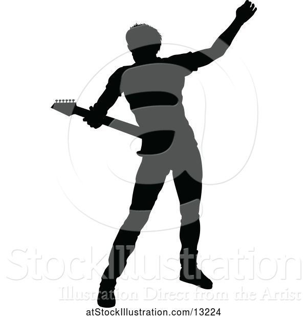 Vector Illustration of Silhouetted Male Guitarist