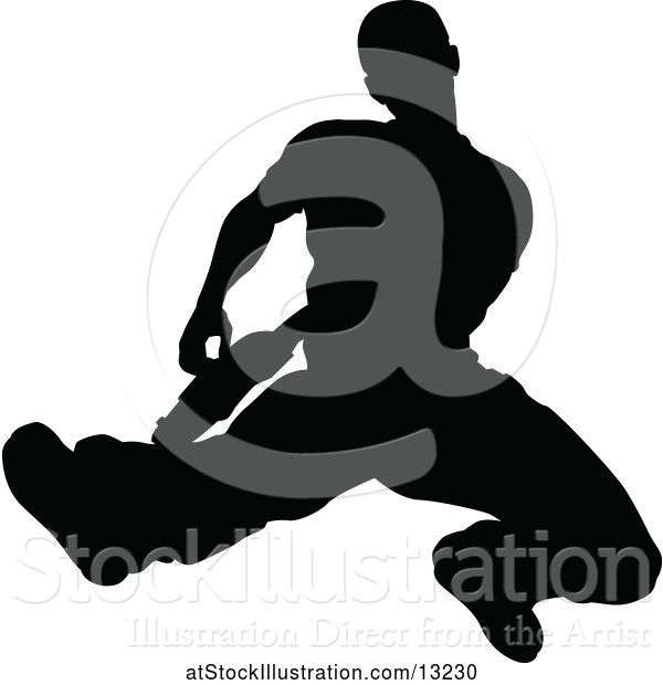 Vector Illustration of Silhouetted Male Guitarist