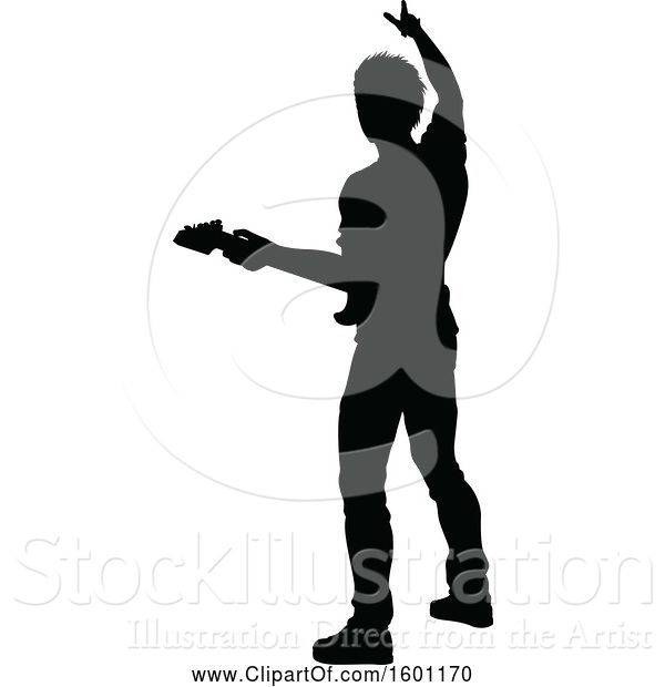 Vector Illustration of Silhouetted Male Guitarist