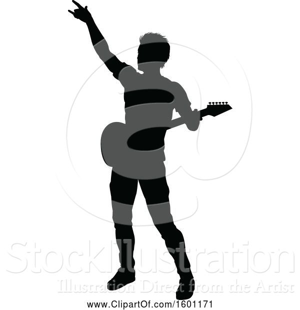 Vector Illustration of Silhouetted Male Guitarist