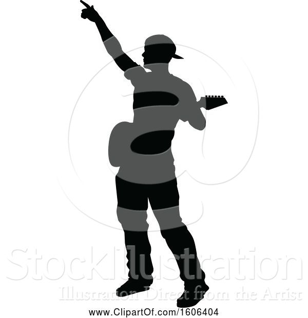 Vector Illustration of Silhouetted Male Guitarist