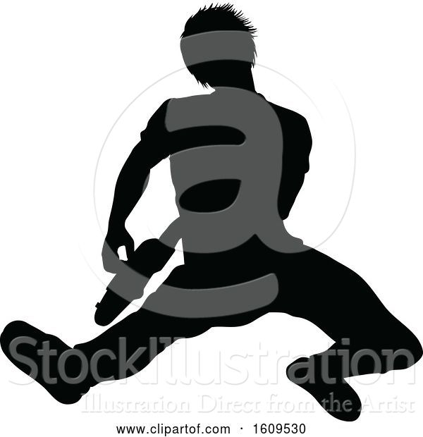 Vector Illustration of Silhouetted Male Guitarist