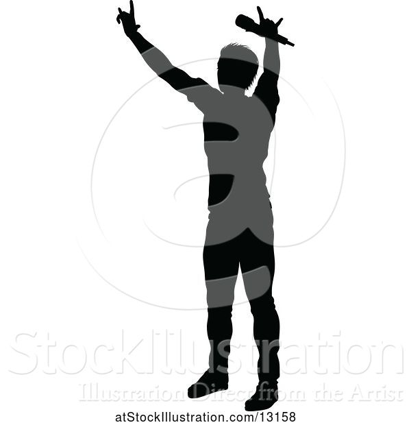 Vector Illustration of Silhouetted Male Singer