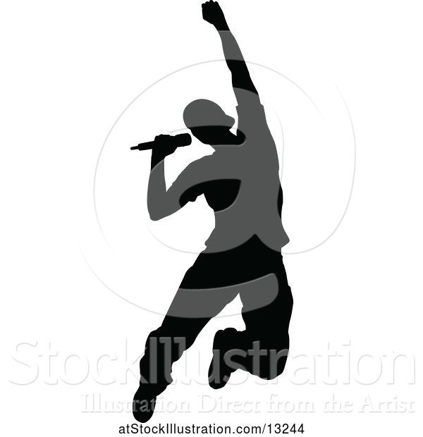 Vector Illustration of Silhouetted Male Singer