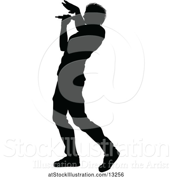 Vector Illustration of Silhouetted Male Singer