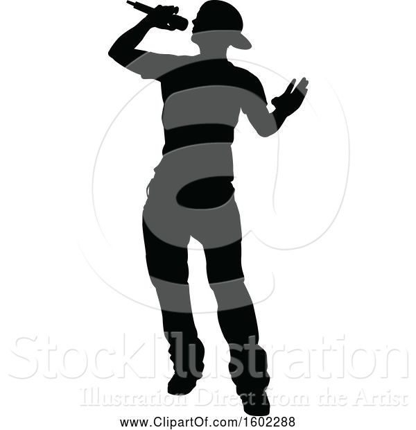 Vector Illustration of Silhouetted Male Singer