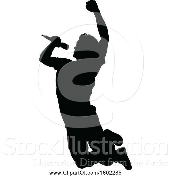 Vector Illustration of Silhouetted Male Singer