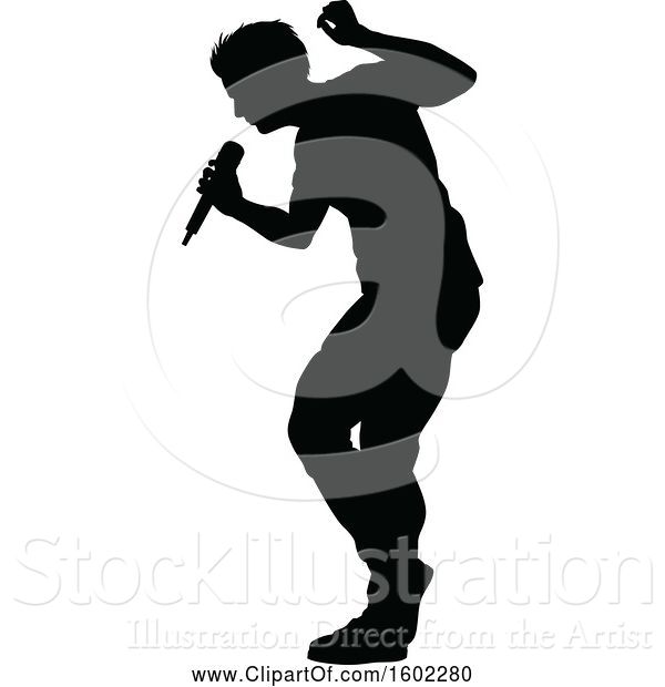 Vector Illustration of Silhouetted Male Singer