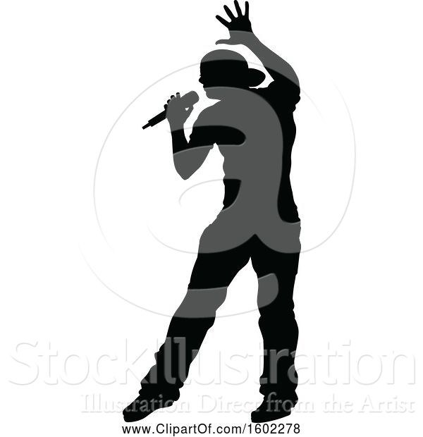 Vector Illustration of Silhouetted Male Singer