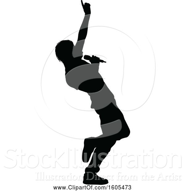 Vector Illustration of Silhouetted Male Singer