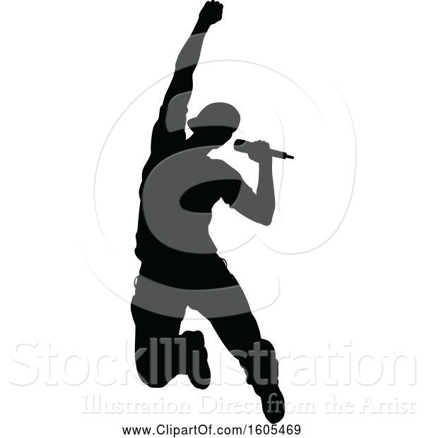 Vector Illustration of Silhouetted Male Singer