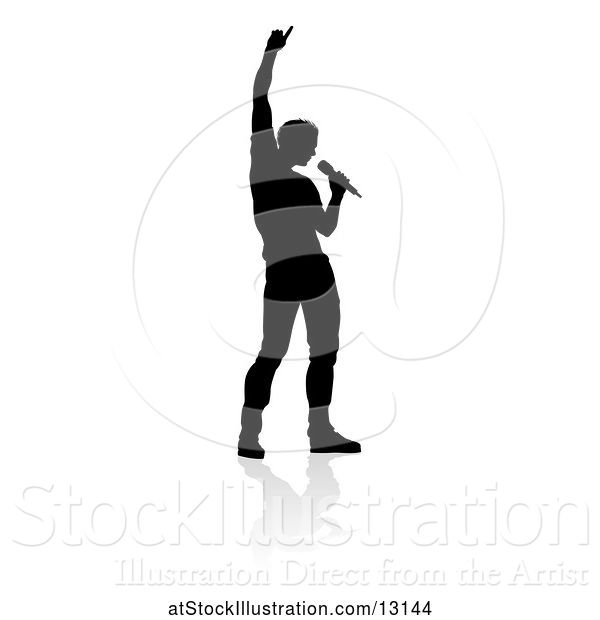 Vector Illustration of Silhouetted Male Singer with a Reflection or Shadow, on a White Background