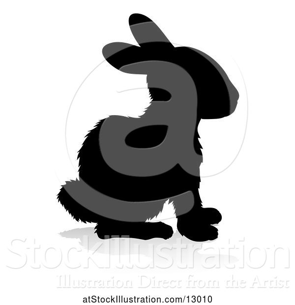 Vector Illustration of Silhouetted Rabbit, with a Reflection or Shadow, on a White Background