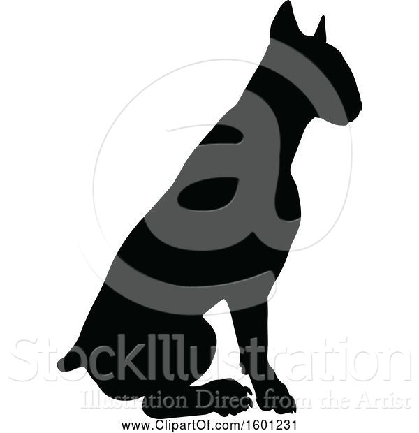 Vector Illustration of Silhouetted Sitting Bull Terrier Dog