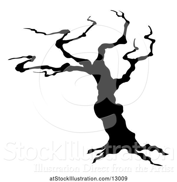 Vector Illustration of Silhouetted Spooky Bare Tree