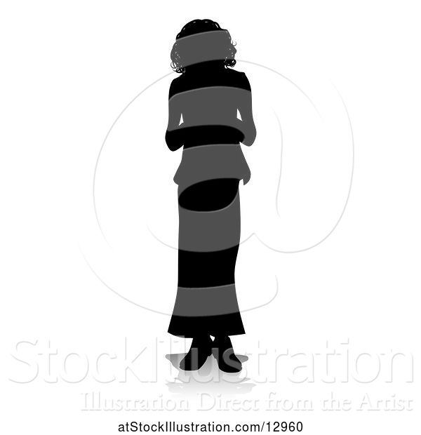 Vector Illustration of Silhouetted Teenager, with a Reflection or Shadow, on a White Background