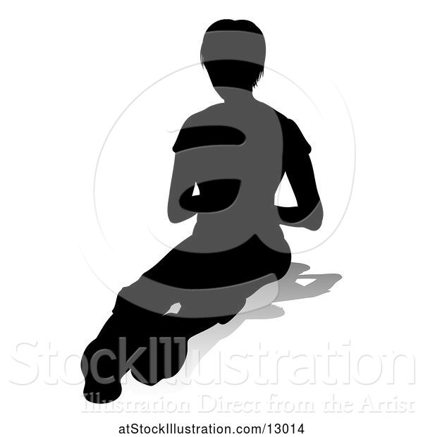 Vector Illustration of Silhouetted Teenager, with a Reflection or Shadow, on a White Background