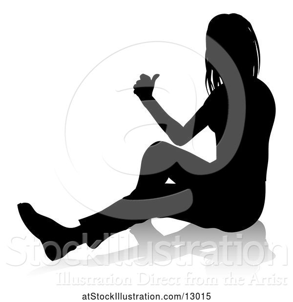 Vector Illustration of Silhouetted Teenager, with a Reflection or Shadow, on a White Background