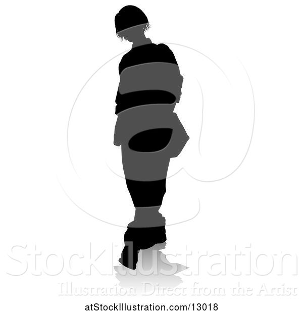 Vector Illustration of Silhouetted Teenager, with a Reflection or Shadow, on a White Background