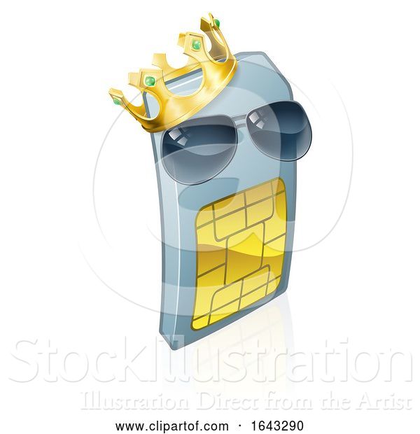 Vector Illustration of Sim Card Cool King Cool Mobile Phone