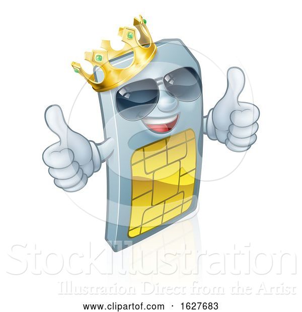 Vector Illustration of Sim Card King Cool Mobile Phone Mascot