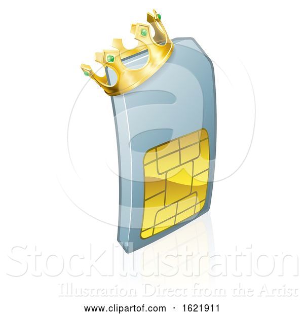 Vector Illustration of Sim Card King Mobile Phone Character