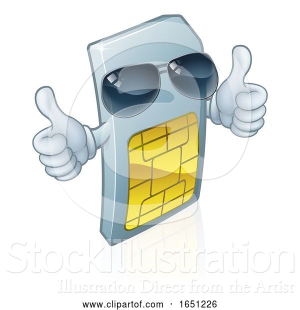 Vector Illustration of Sim Card Mobile Phone Cool Mascot