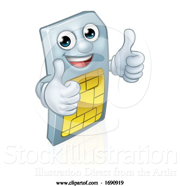 Vector Illustration of Sim Card Thumbs up Mobile Phone Mascot