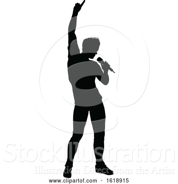 Vector Illustration of Singer Pop Country or Rock Star Silhouette