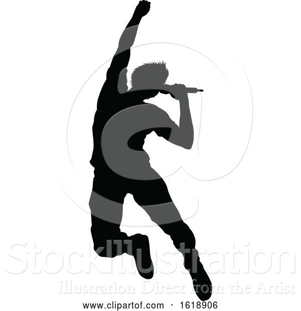 Vector Illustration of Singer Pop Country or Rock Star Silhouette