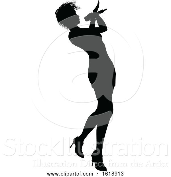 Vector Illustration of Singer Pop Country or Rock Star Silhouette