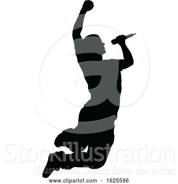 Vector Illustration of Singer Pop Country or Rock Star Silhouette