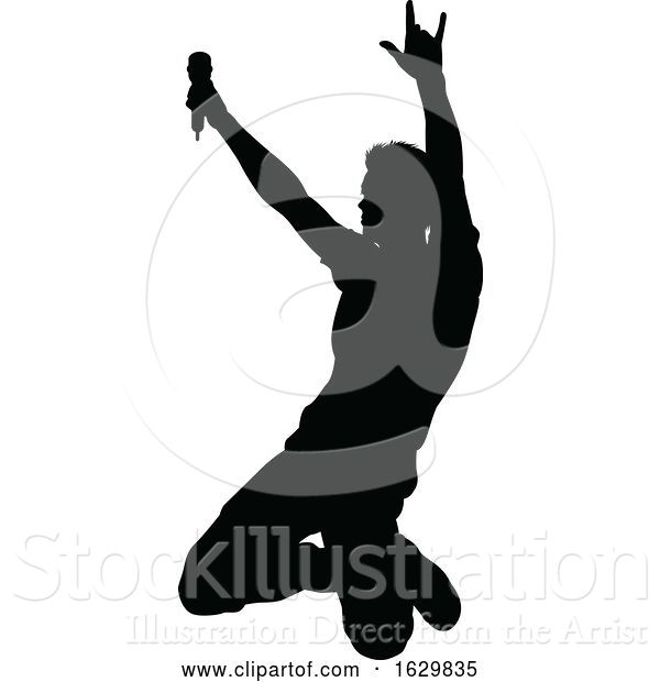 Vector Illustration of Singer Pop Country or Rock Star Silhouette