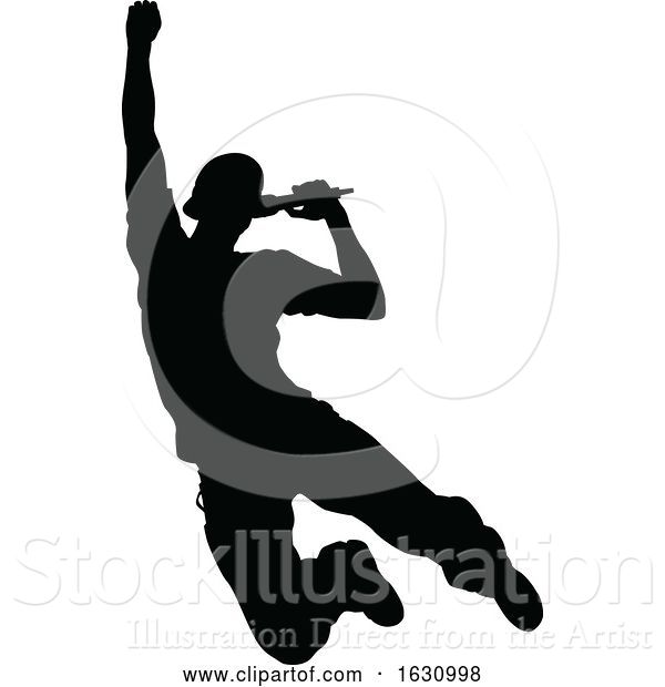 Vector Illustration of Singer Pop Country or Rock Star Silhouette