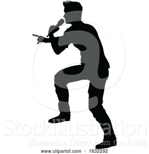 Vector Illustration of Singer Pop Country or Rock Star Silhouette