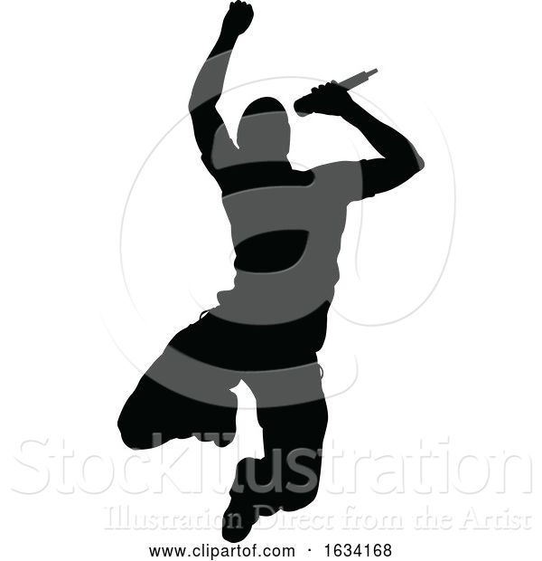 Vector Illustration of Singer Pop Country or Rock Star Silhouette
