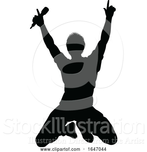 Vector Illustration of Singer Pop Country or Rock Star Silhouette