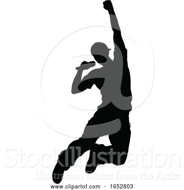 Vector Illustration of Singer Pop Country or Rock Star Silhouette