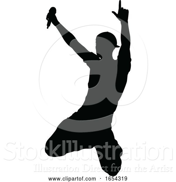 Vector Illustration of Singer Pop Country or Rock Star Silhouette