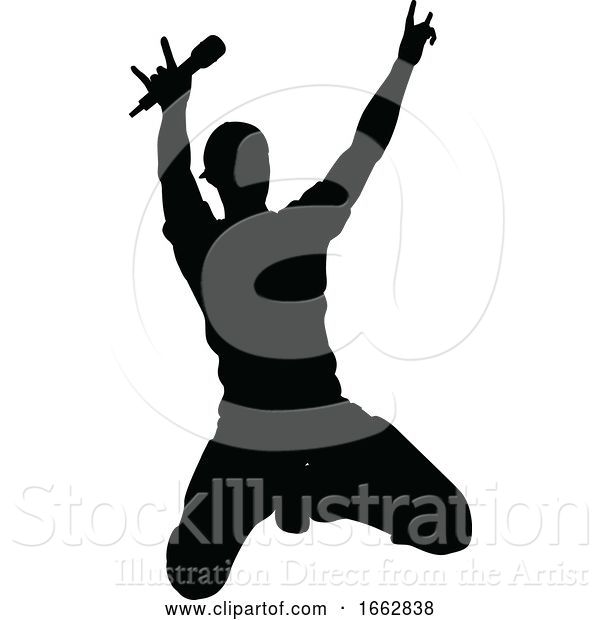 Vector Illustration of Singer Pop Country or Rock Star Silhouette