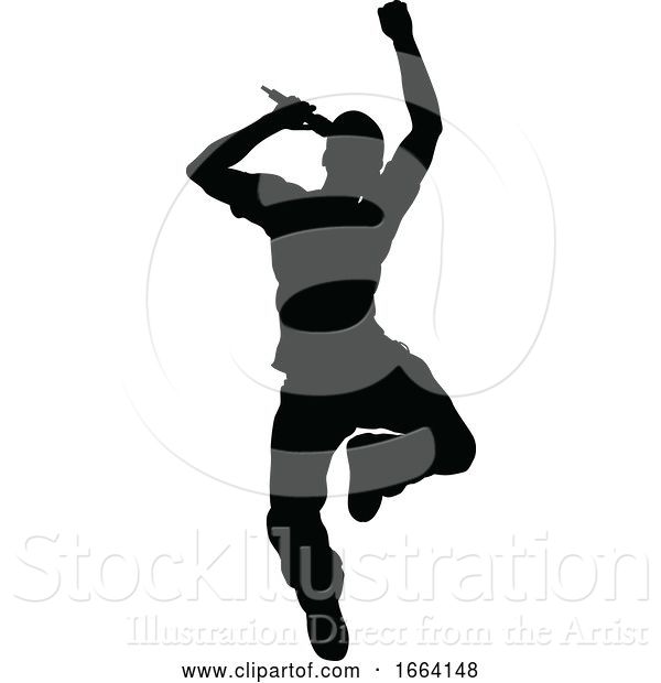 Vector Illustration of Singer Pop Country or Rock Star Silhouette