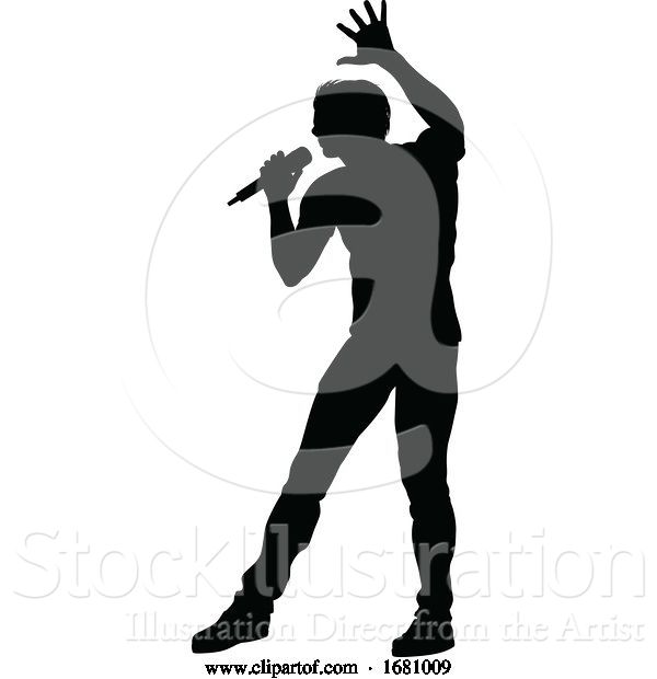 Vector Illustration of Singer Pop Country or Rock Star Silhouette